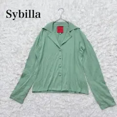 シビラ 襟付き コットン100 カーディガン 長袖 ニット ミントグリーン M