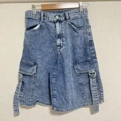 GU カーゴハーフパンツ ライトデニム ブルー S