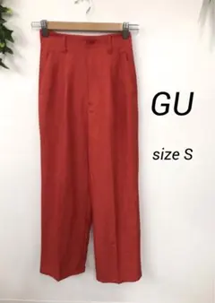 GU　カラーパンツ　スラックス　Ꮪ　レッド　レディース