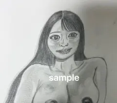 鉛筆画 美人 女性 A4サイズ 原画 手書き スケッチブックのサムネイル