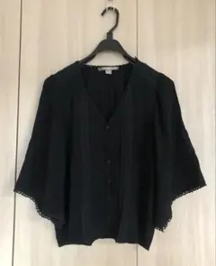③Love21★楊柳 レース ブラウスカーディガンXS⭐︎黒 5分袖フレアスリーブのサムネイル