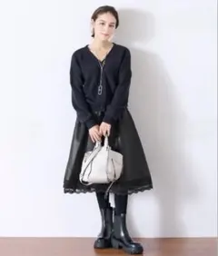 【新品 タグ付き】Chesty レザードッキングニットワンピース サイズ0