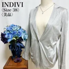 【美品】インディヴィリヨセル混 春秋 羽織 軽やか テーラードジャケット M