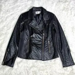 Y2K キルティング フェイクレザー ダブル ライダース ジャケット 黒