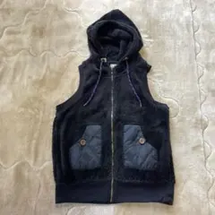 【新品】フード付きボアベスト ブラック Mサイズ