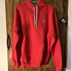 Champion レッド フード付きパーカー Lサイズ