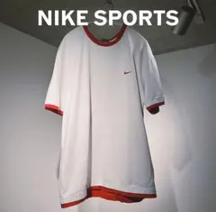 珍品NIKE リンガーTシャツ白赤　スウォッシュ　胸ロゴ