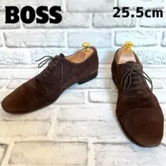 ヒューゴボス ドレスシューズ ストレートチップ スエード ブラウン 25.5cm