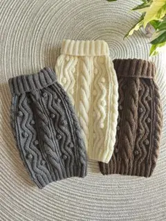 ジグザグアランぽんぽんニット♡ドッグセーター♡ニット♡ドッグウェア♡中型犬