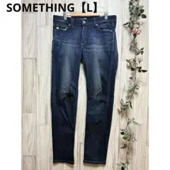 サムシング　スキニーデニム ローライズ【L】ダークブルー