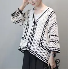 AMERICAN HOLIC クロシェ編みカーディガン アイボリーのサムネイル