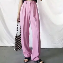 【me+em select】 ハイウエストカラー タックスラックス ピンク M