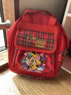 レトロ ミニーマウス チェック柄 バッグ 赤 少々傷あり