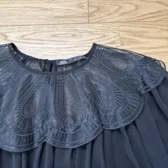 ZARA ブラウス　黒　シフォン　レース
