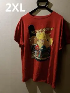 美品♡Hey Arnold! 赤 Tシャツ　【2XL】　個性的プリント　半袖