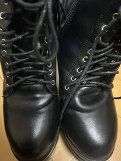 厚底レースアップブーツ ブラック