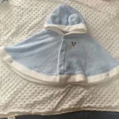 ミッキー ベビーポンチョ 水色 60-70cm