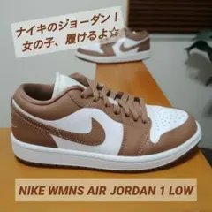 ナイキ ウィメンズ ジョーダン1 ローカット ブラウン ホワイト 23cm