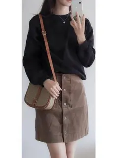 UNIQLO コーデュロイフロントボタンミニスカート