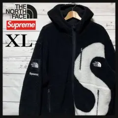 XL Supremeノースフェイス フリースジャケット　黒　パーカー　SLogo