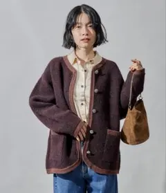 フリークスストア　コンチョボタン　ニットカーディガン　長袖