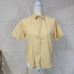 イエロー ギンガムチェック 半袖シャツ M