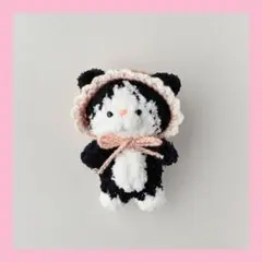 ぶち 白黒 ねこ 猫 ぬいぐるみ ハンドメイド 作家 アートドール a