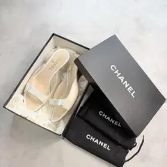 Chanel ウェッジサンダル リボン サイズ361/2 箱付き - メルカリ