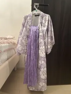 SHISKY 浴衣 紫 120接触冷感　2WAYガールズ浴衣3点セット KIDS