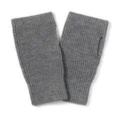 グレー ウール畔編み アームカバー ハンドウォーマー　指なし　男女兼用
