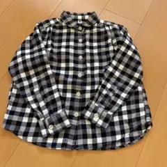 UNIQLO チェック柄 長袖シャツ 110サイズ黒✖️白