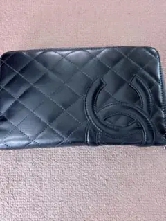 シャネル マトラッセ オーガナイザー 長財布 ラウンドファスナー 黒×ピンク