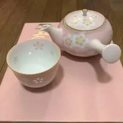 有田焼急須と湯呑み五個セット　桜柄
