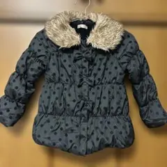 水玉模様ファー付きダウンコート　120