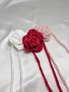 【残り1点】毛糸のバラチョーカー 【赤】韓国ガーリー・ロリータ・量産型コーデに