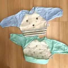 ベビー　お食事エプロン　スタイ　防水 撥水　長袖 ポケット 離乳食　プレイウェア