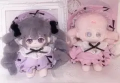 パープルリボンワンピース　ハーフボンネットセット　無属性　10cm用