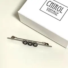 CHIROL VINTAGE チロルヴィンテージ ブローチ　エナメル マイクロモザイク クレセントxクローバーブローチ - CHIROL VINTAGE