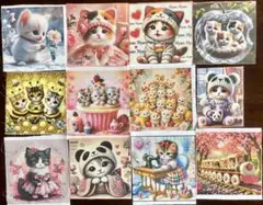 可愛いネコちゃんパネル生地12枚まとめ売り②