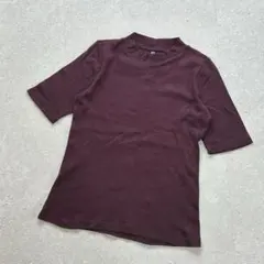 ユニクロ UNIQLO〔M〕リブ 5分袖 半袖Tシャツ ハイネック 二の腕カバー