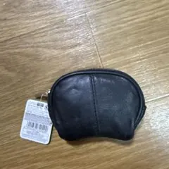 レザー 丸型コインケース 黒　本皮