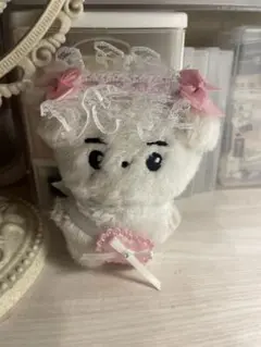ぬい服 10cm 韓国 ヘッドドレス 前掛け 白 10cmぬい 【E25】
