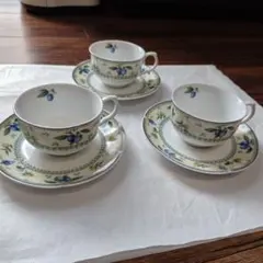 ティーカップ&ソーサー　3客　Giovanni Valentino　昭和レトロ
