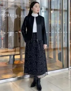 新品未使用　ビーズチュールエンブロイダリー タイトロングスカート　34