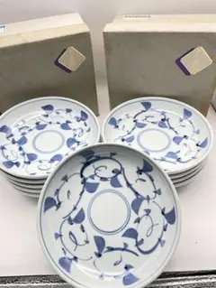 【直径18cm】有田焼　平皿　館山　和皿　古染唐草　器　10枚セット　まとめ　②