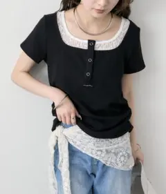 お値下げ中mystic スクエアネックヘンリーTシャツのサムネイル
