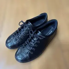⭐️新品⭐️ECCO エコー クロコ型押し レースアップシューズ ブラック 36のサムネイル