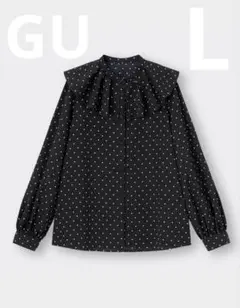 GU ドットケープカラーブラウス　ブラック