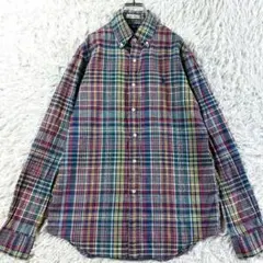 美品 QRタグ ラルフローレン 現行 マドラスチェック柄 マルチカラー長袖シャツ
