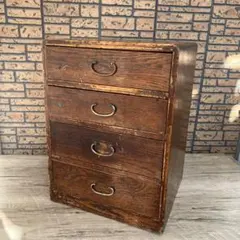 A-5 アンティーク 木製 小引き出し 4段 昭和レトロ 古道具 当時物卓上収納